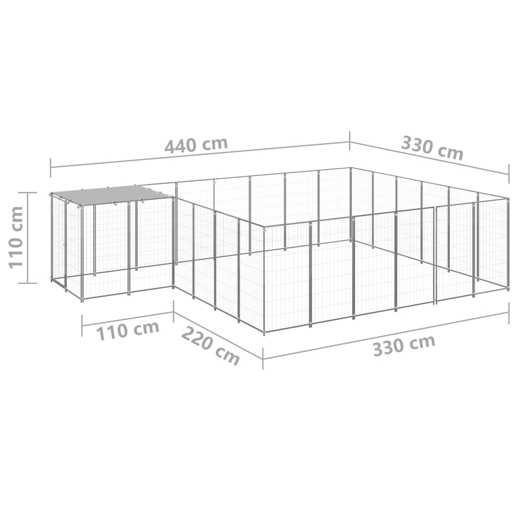 Dog Kennel Silver 12.1 mÂ² Steel