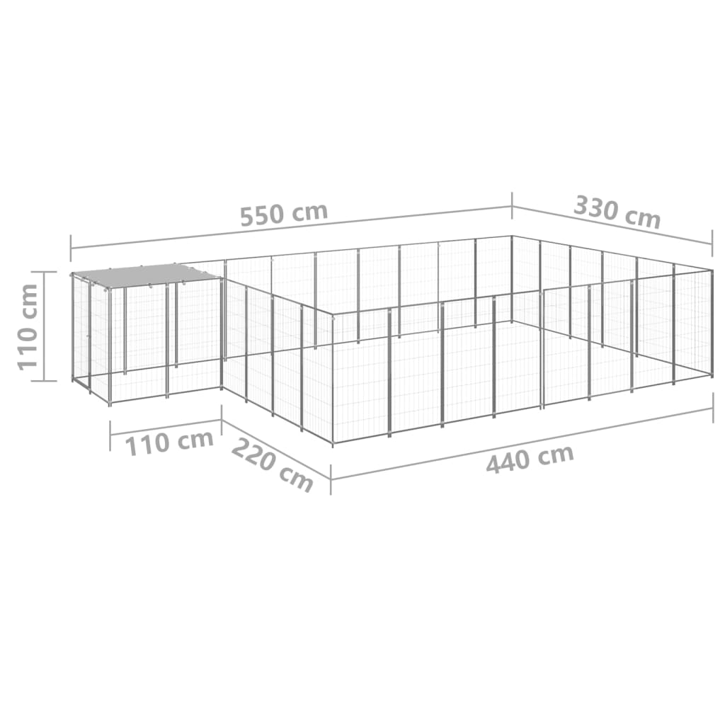 Dog Kennel Silver 15.73 mÂ² Steel