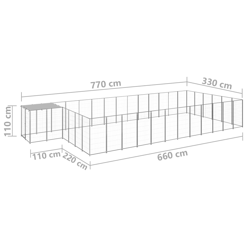 Dog Kennel Silver 22.99 mÂ² Steel