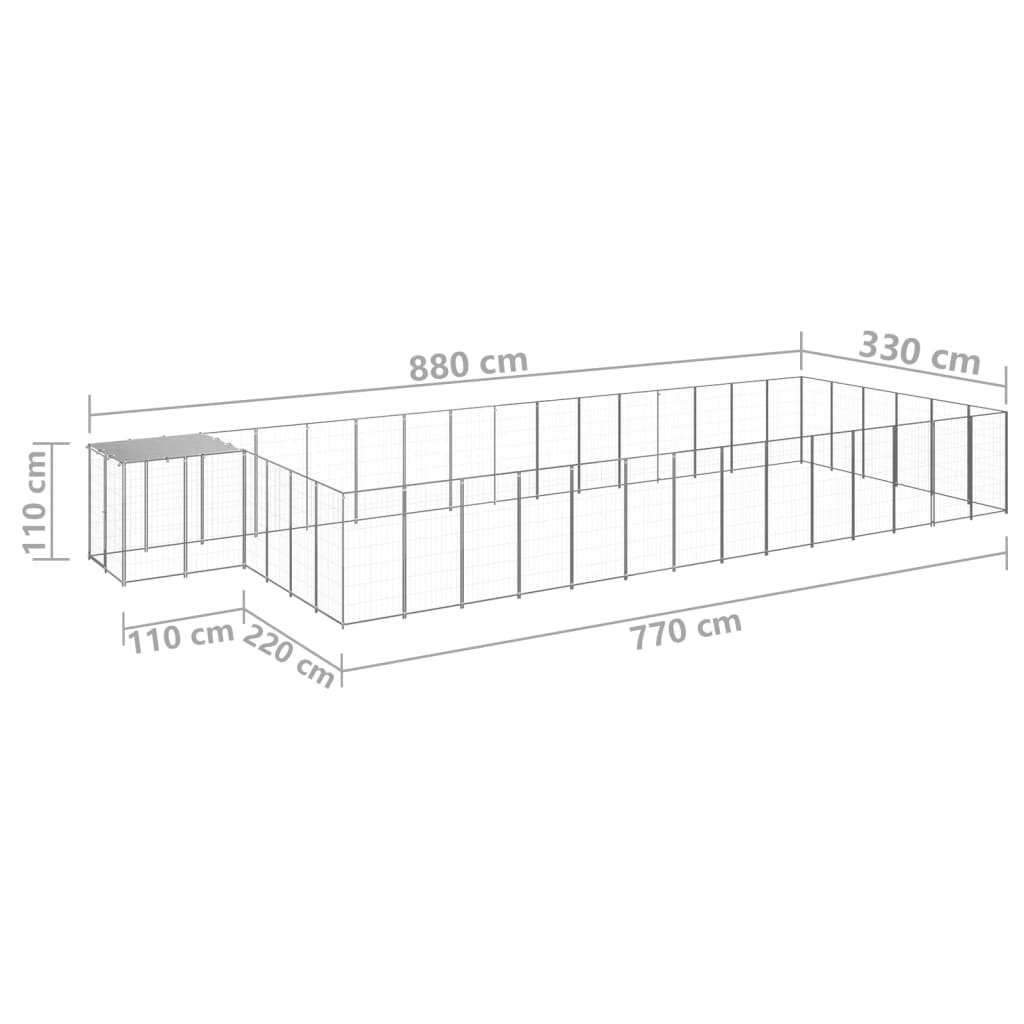 Dog Kennel Silver 26.62 mÂ² Steel