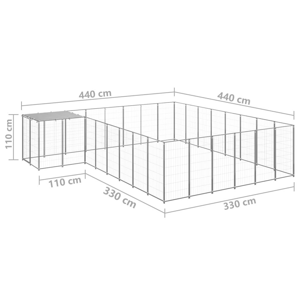 Dog Kennel Silver 15.73 mÂ² Steel