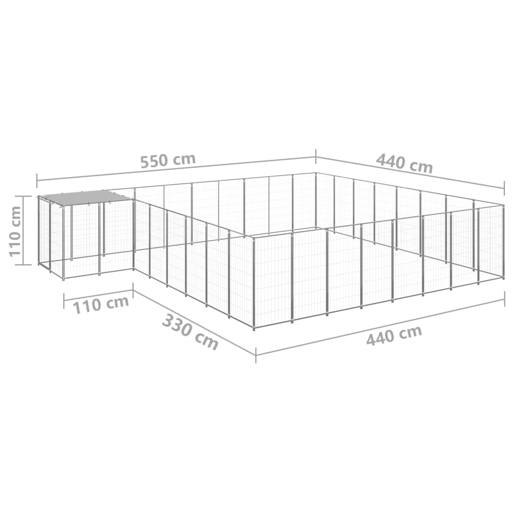 Dog Kennel Silver 20.57 mÂ² Steel