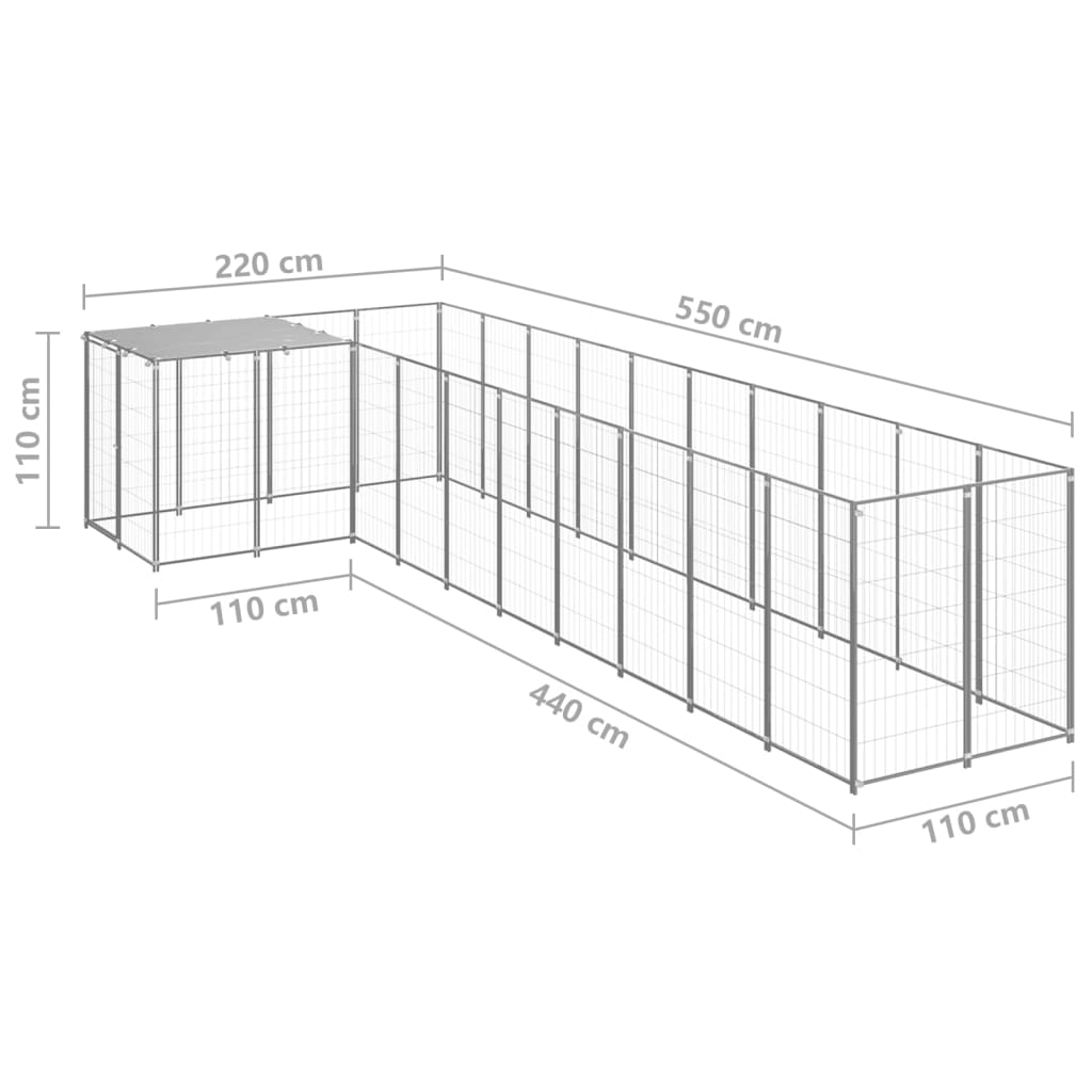 Dog Kennel Silver 7.26 mÂ² Steel