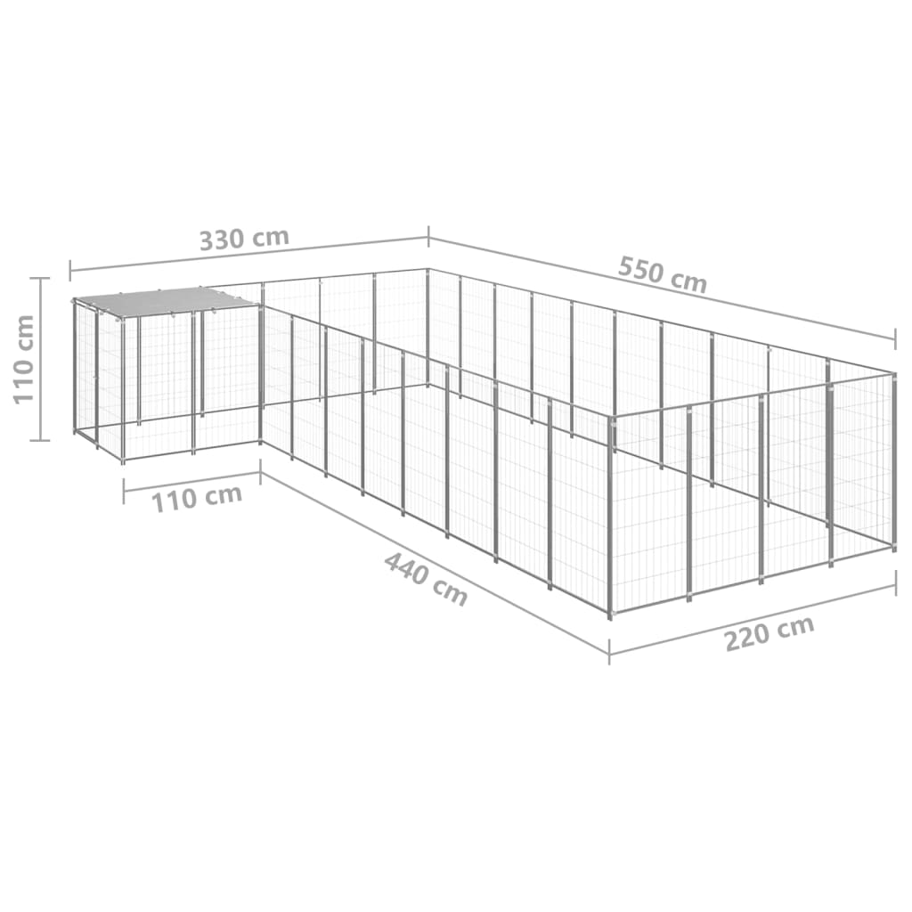 Dog Kennel Silver 13.31 mÂ² Steel