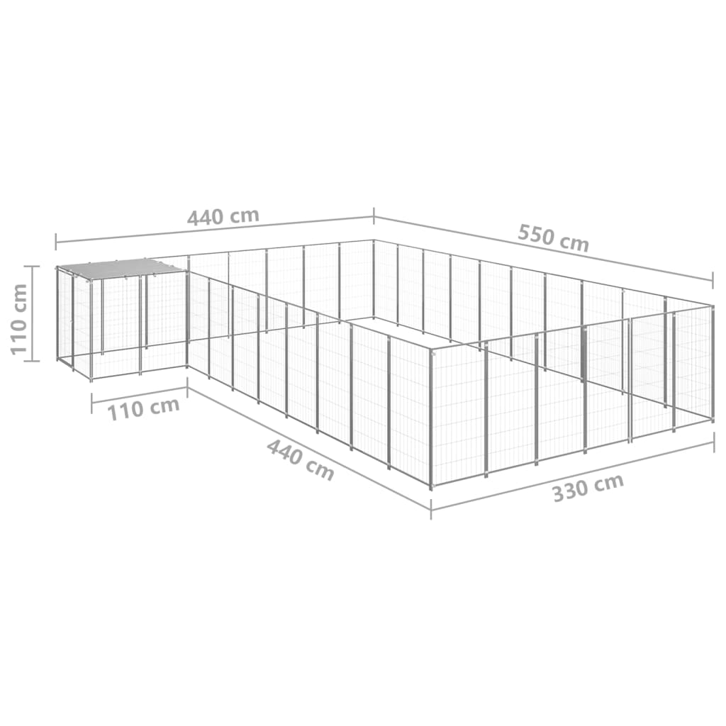 Dog Kennel Silver 19.36 mÂ² Steel