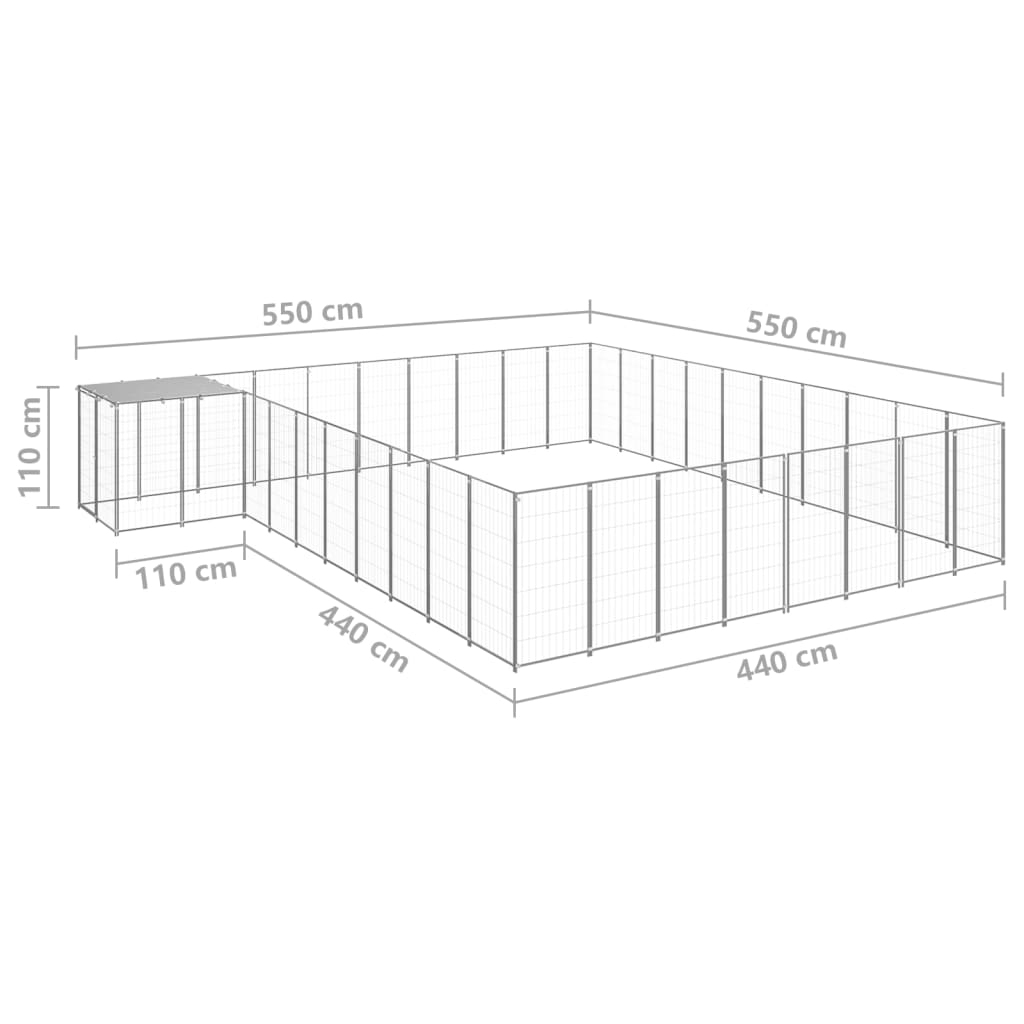 Dog Kennel Silver 25.41 mÂ² Steel