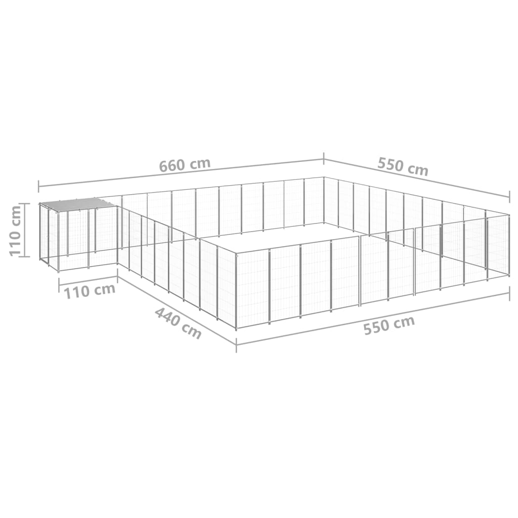 Dog Kennel Silver 31.46 mÂ² Steel