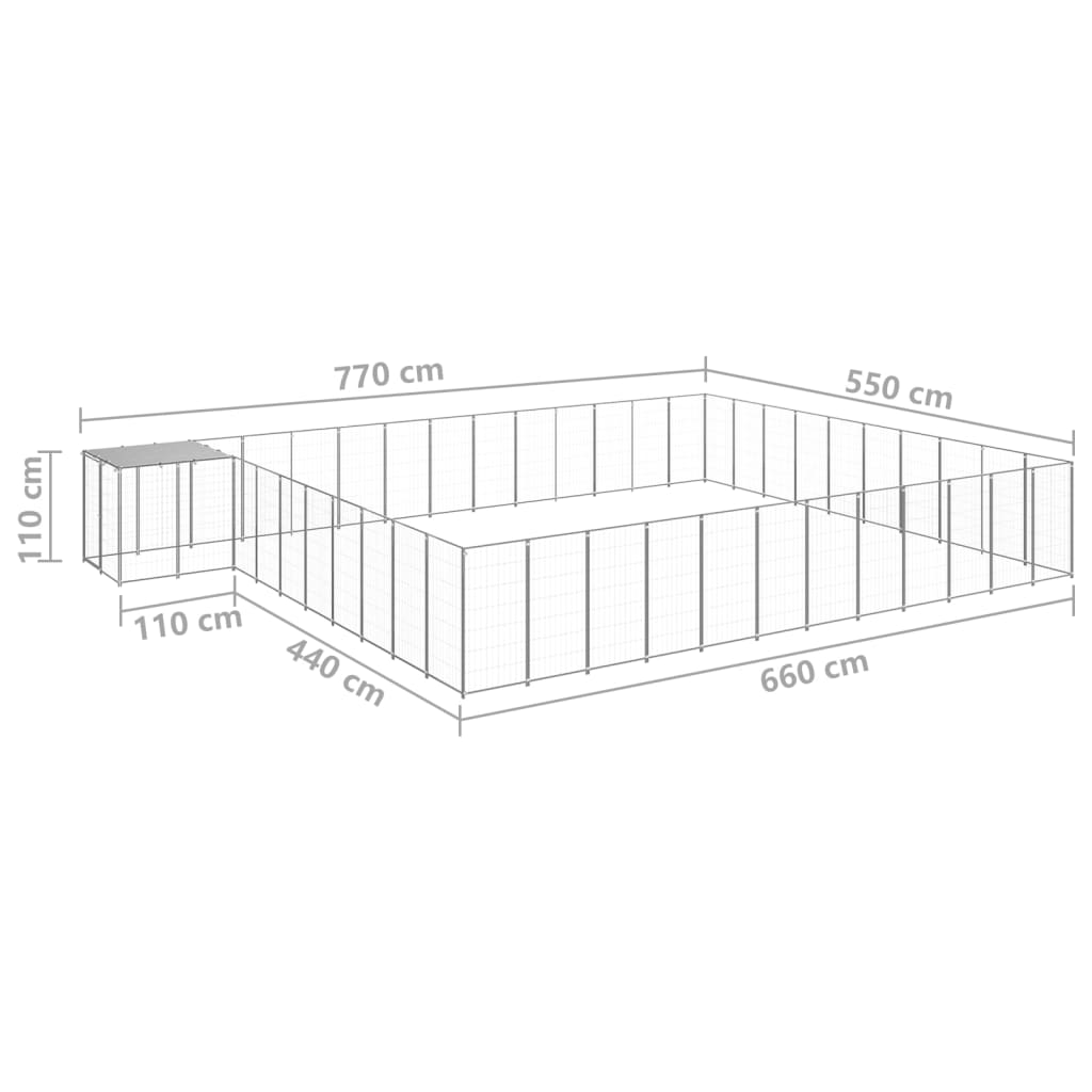 Dog Kennel Silver 37.51 mÂ² Steel