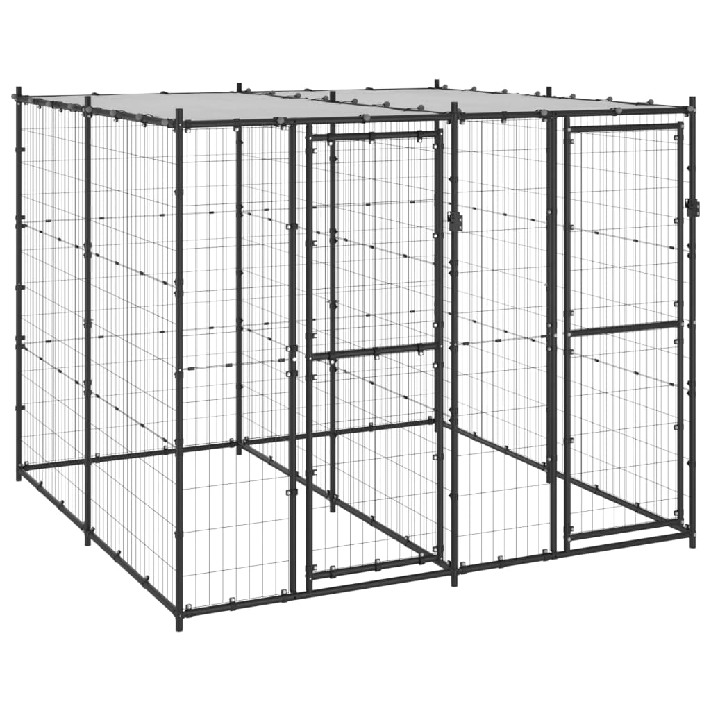 Outdoor Dog Kennel Steel with Roof 4.84 mÂ²