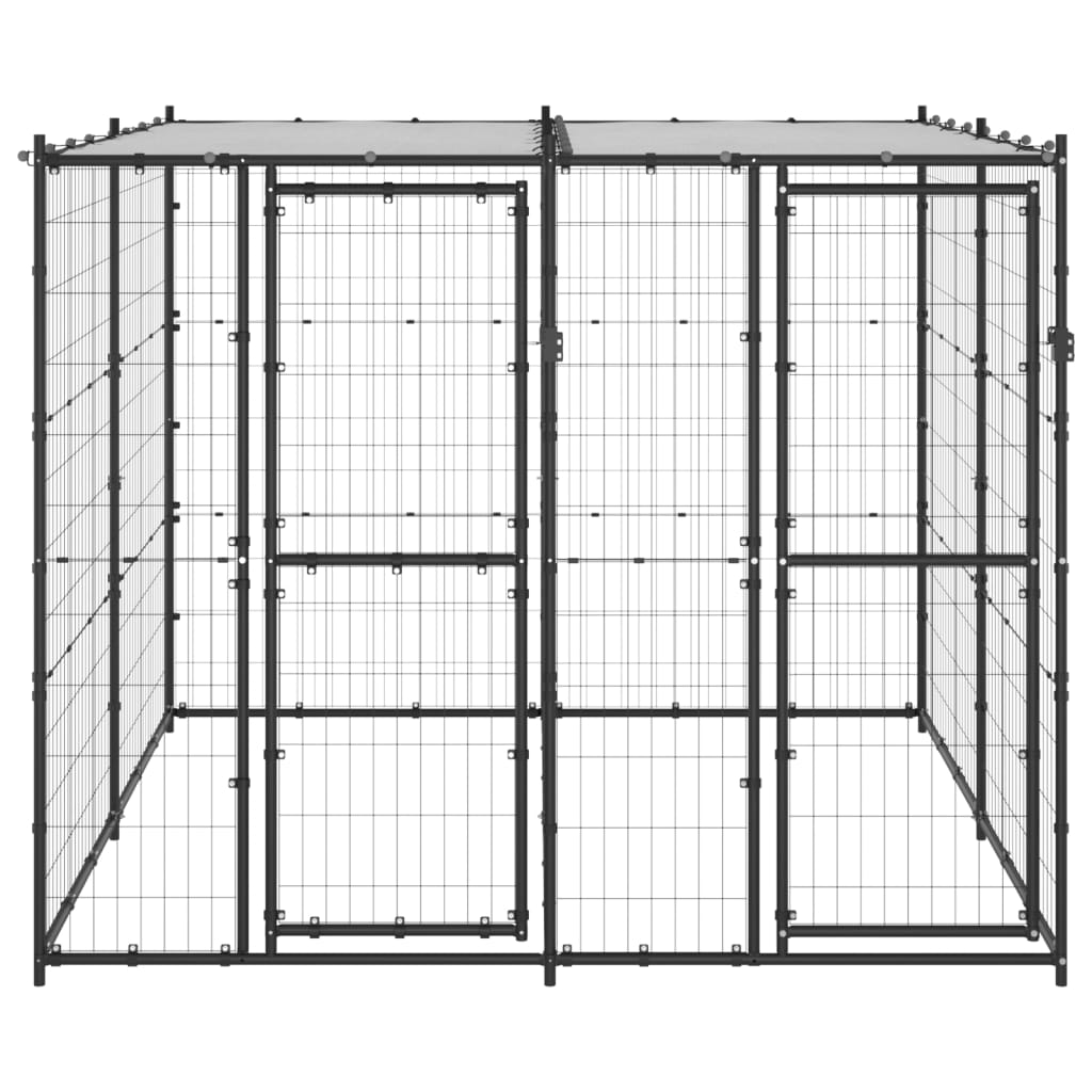 Outdoor Dog Kennel Steel with Roof 4.84 mÂ²