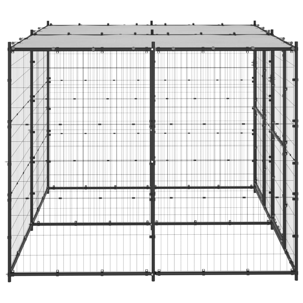 Outdoor Dog Kennel Steel with Roof 4.84 mÂ²