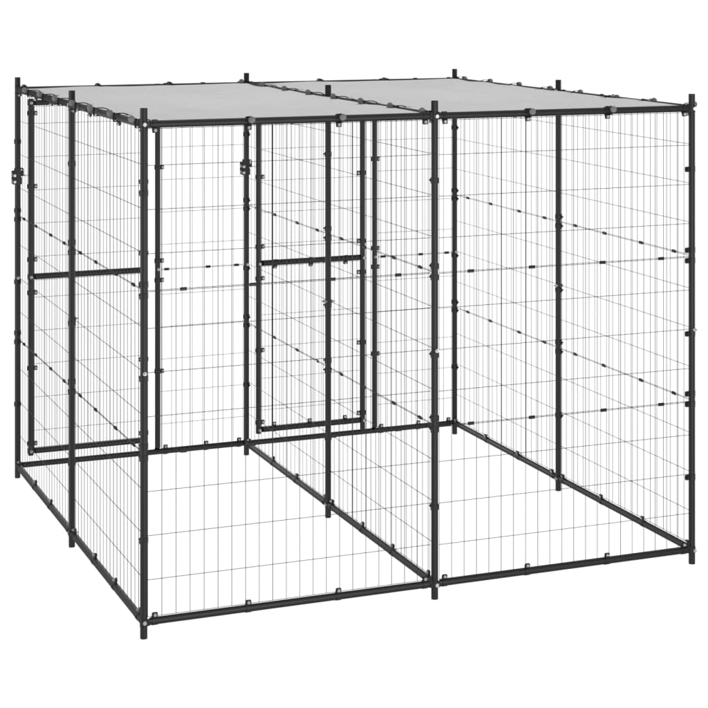 Outdoor Dog Kennel Steel with Roof 4.84 mÂ²