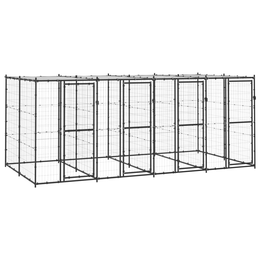 Outdoor Dog Kennel Steel with Roof 9.68 mÂ²