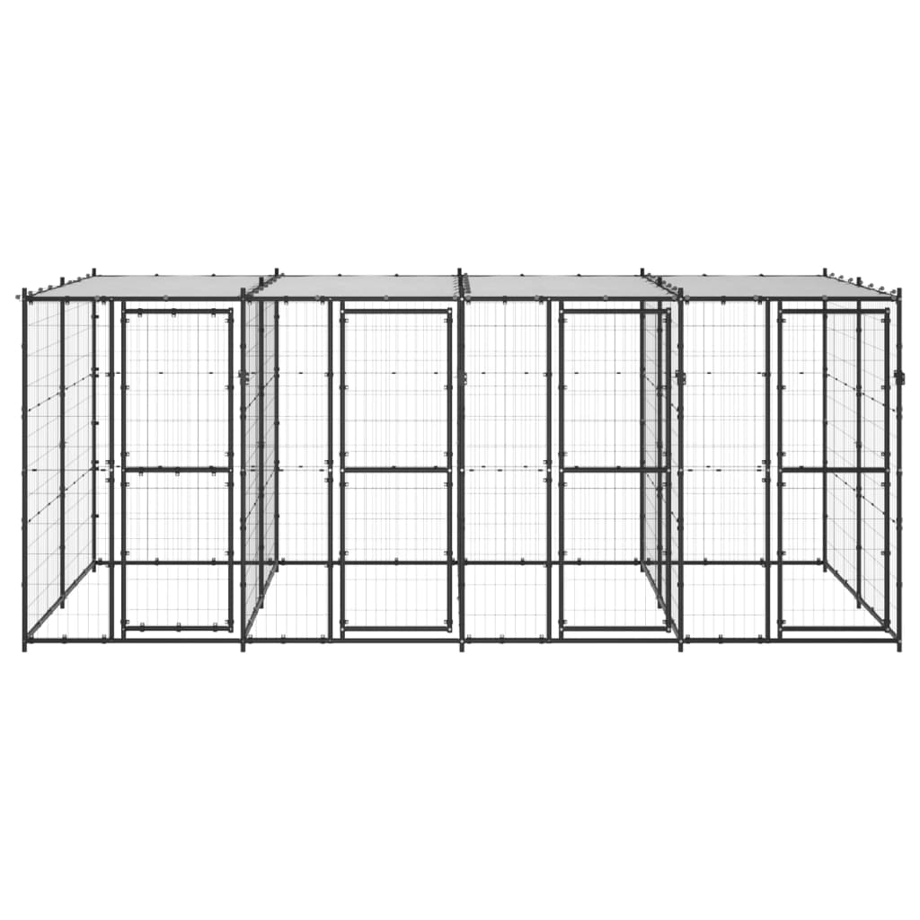 Outdoor Dog Kennel Steel with Roof 9.68 mÂ²