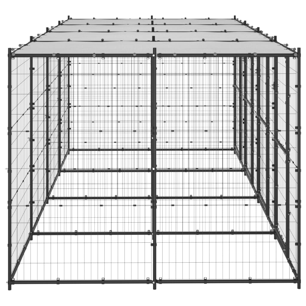 Outdoor Dog Kennel Steel with Roof 9.68 mÂ²