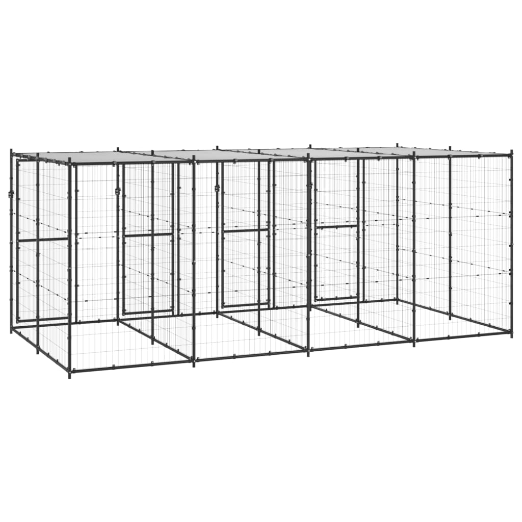 Outdoor Dog Kennel Steel with Roof 9.68 mÂ²