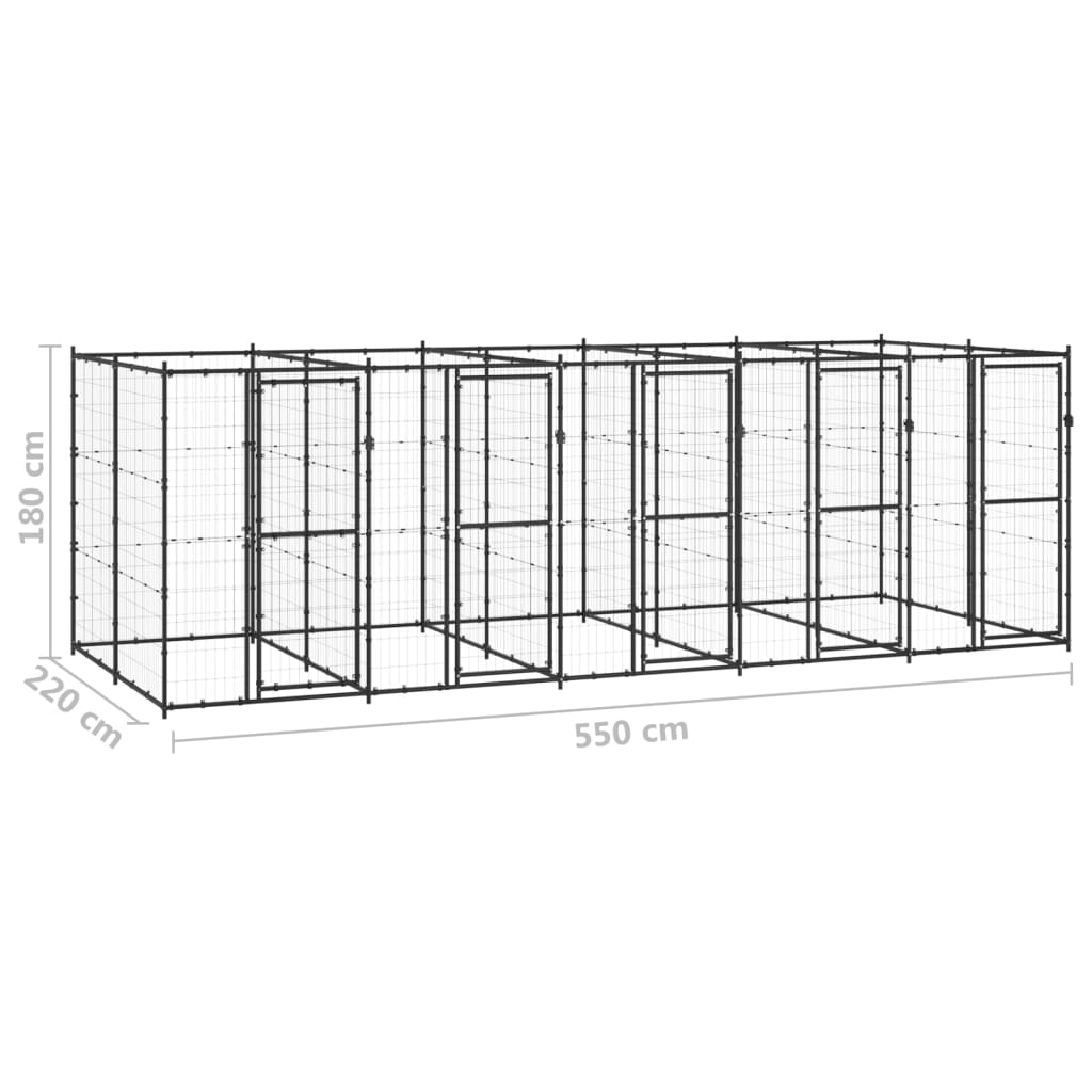 Outdoor Dog Kennel Steel 12.1 mÂ²