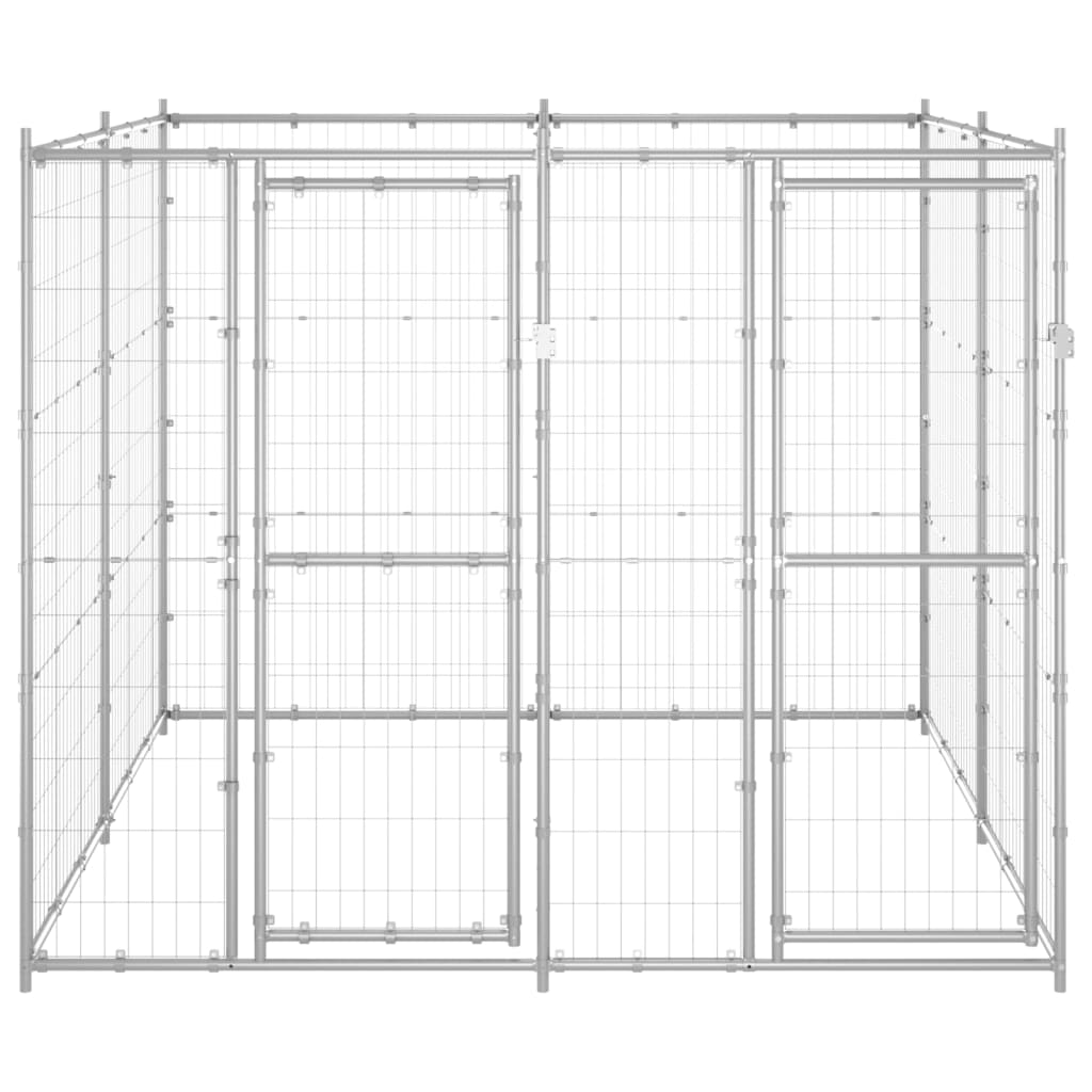 Outdoor Dog Kennel Galvanised Steel 4.84 mÂ²