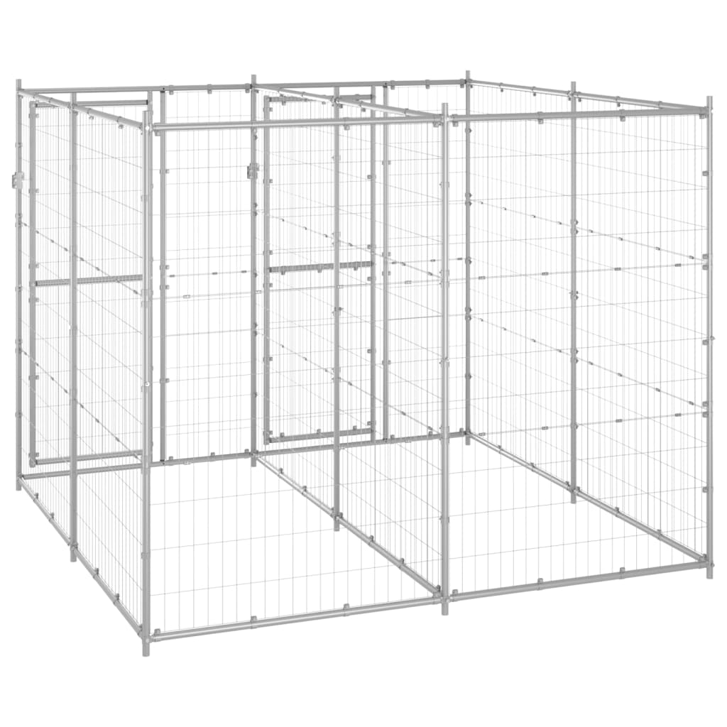 Outdoor Dog Kennel Galvanised Steel 4.84 mÂ²