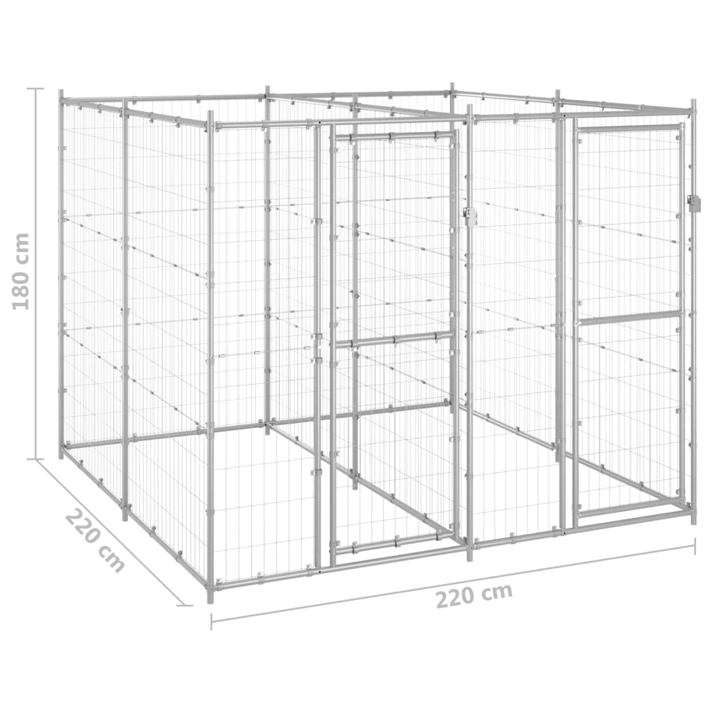 Outdoor Dog Kennel Galvanised Steel 4.84 mÂ²