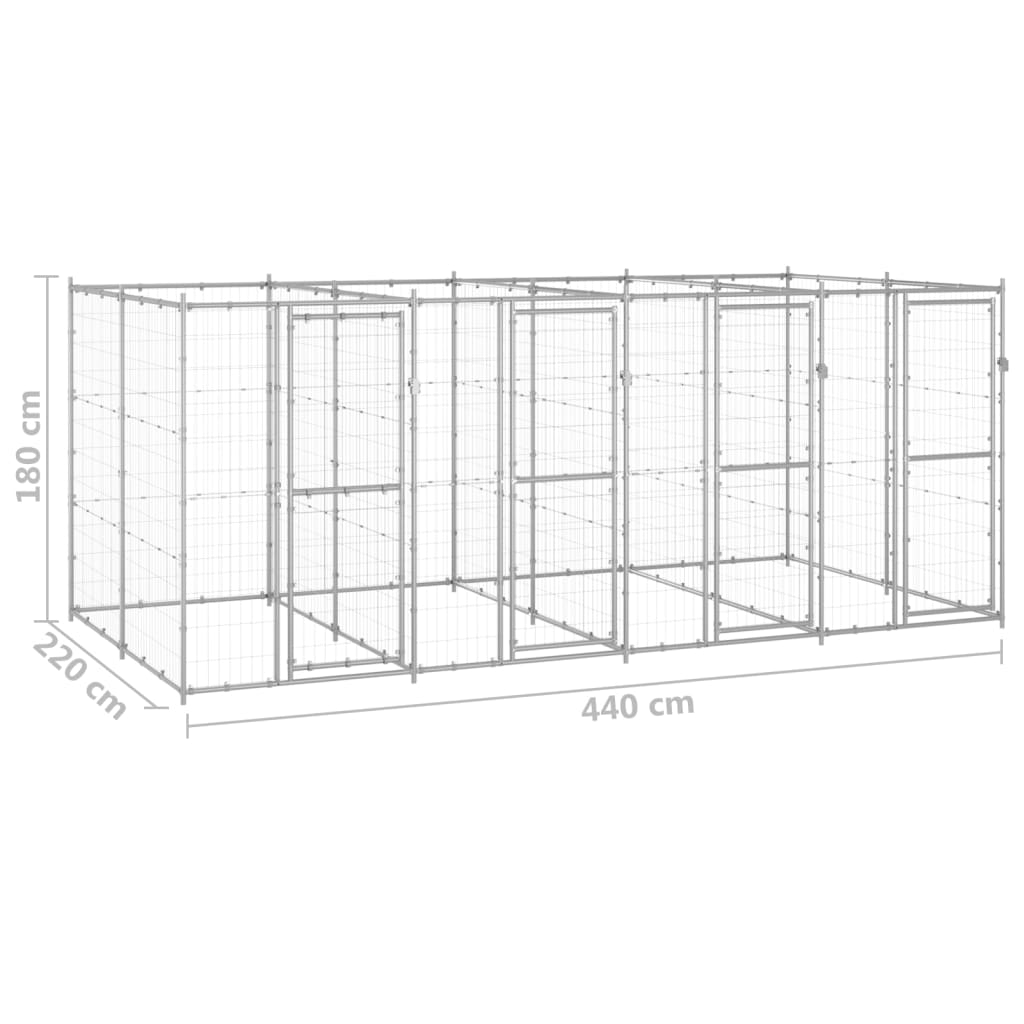 Outdoor Dog Kennel Galvanised Steel 9.68 mÂ²