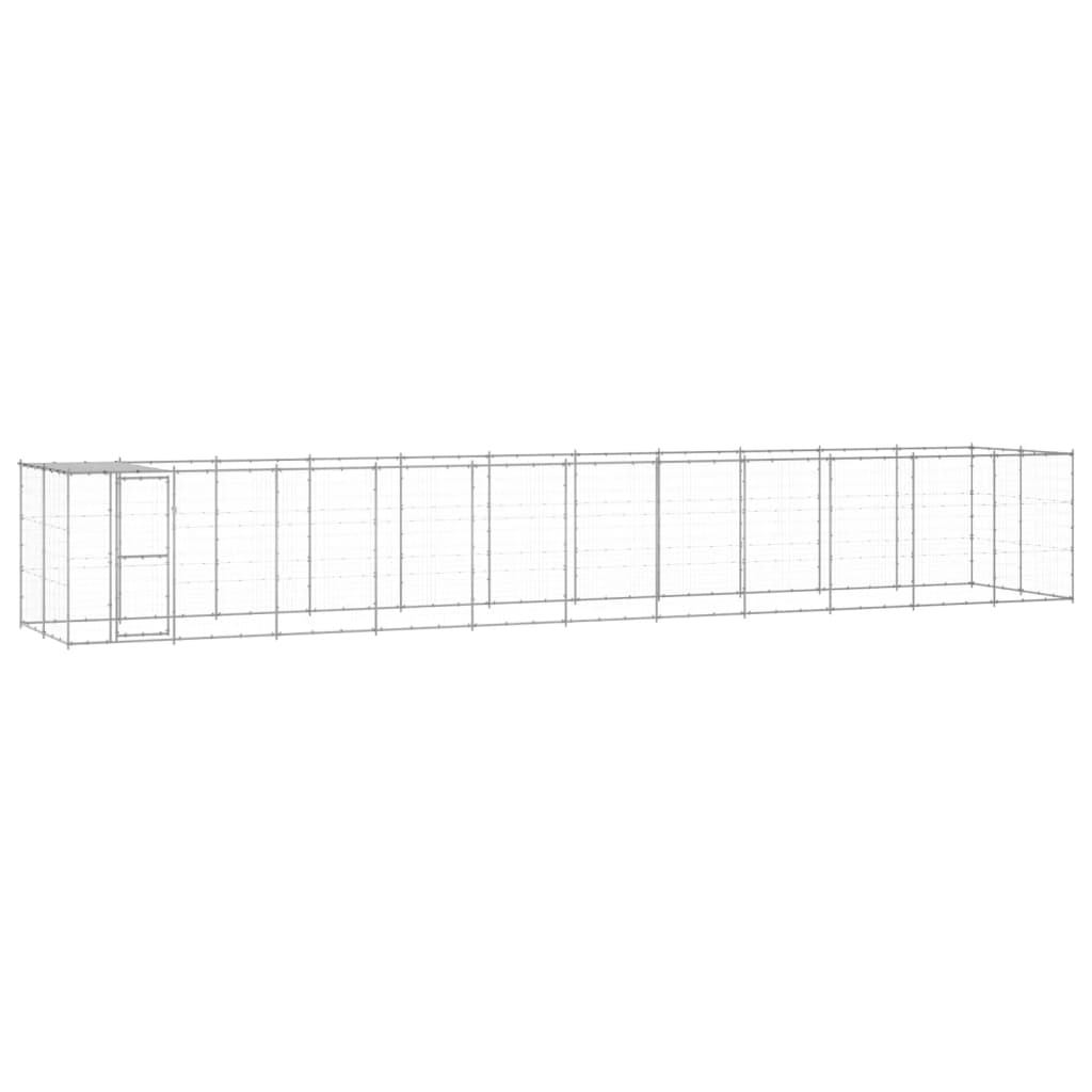 Outdoor Dog Kennel Galvanised Steel with Roof 26.62 mÂ²