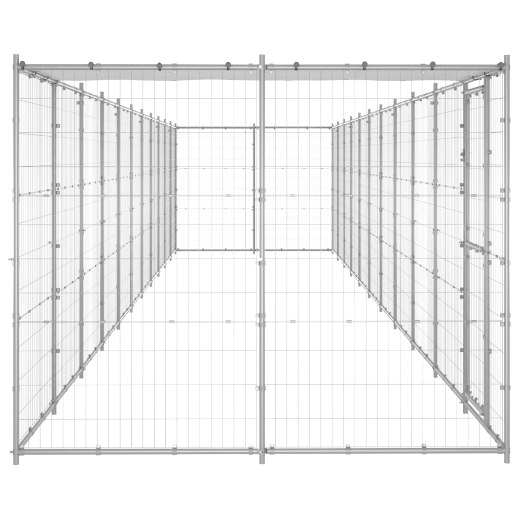 Outdoor Dog Kennel Galvanised Steel with Roof 26.62 mÂ²