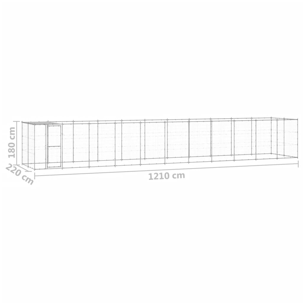 Outdoor Dog Kennel Galvanised Steel with Roof 26.62 mÂ²