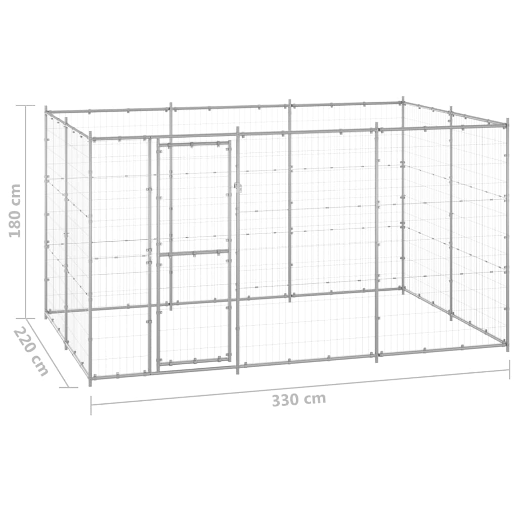 Outdoor Dog Kennel Galvanised Steel 7.26 mÂ²