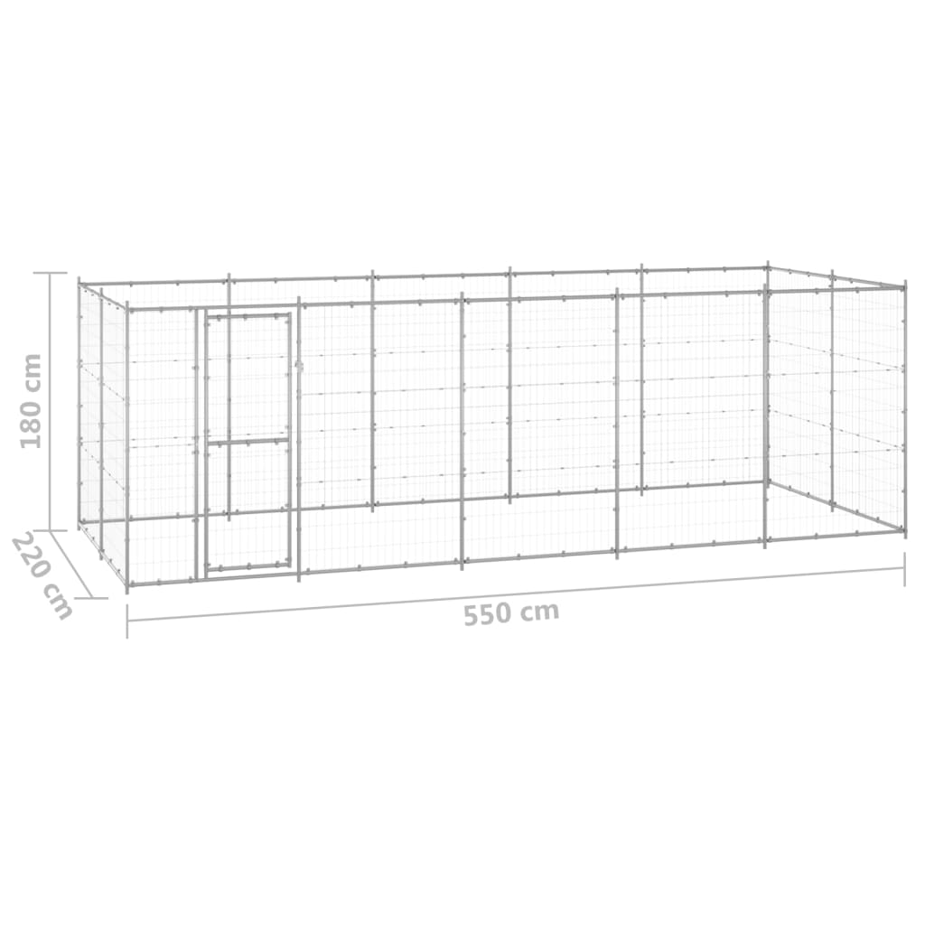 Outdoor Dog Kennel Galvanised Steel 12.1 mÂ²