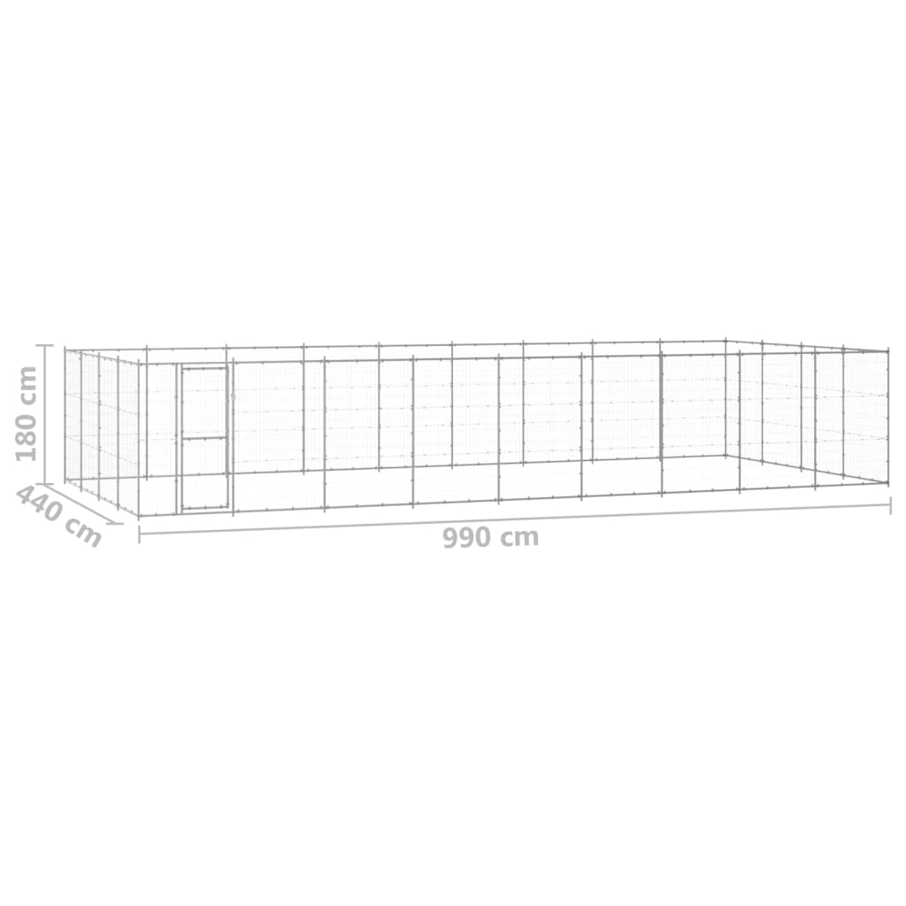 Outdoor Dog Kennel Galvanised Steel 43.56 mÂ²