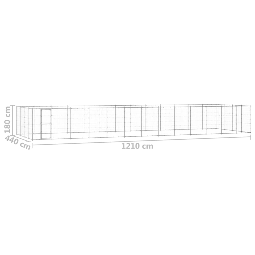 Outdoor Dog Kennel Galvanised Steel 53.24 mÂ²