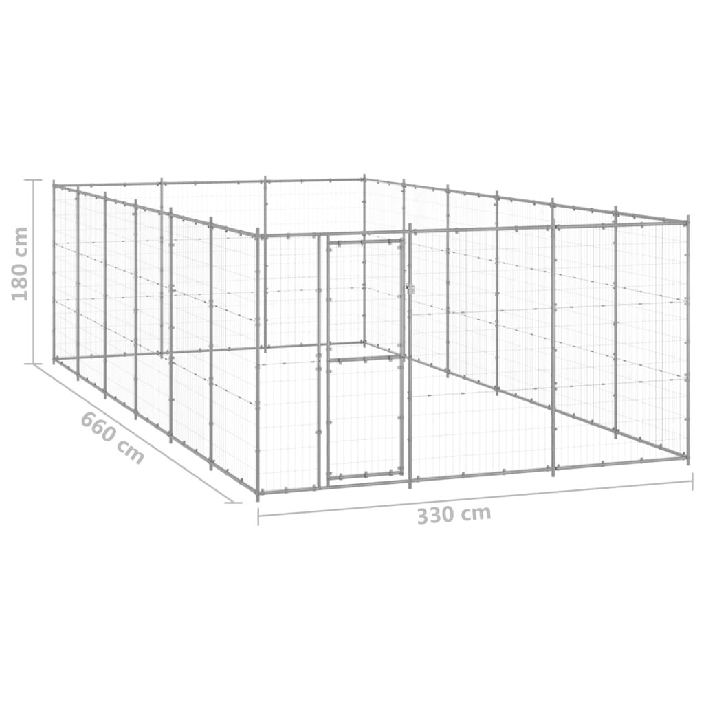 Outdoor Dog Kennel Galvanised Steel 21.78 mÂ²