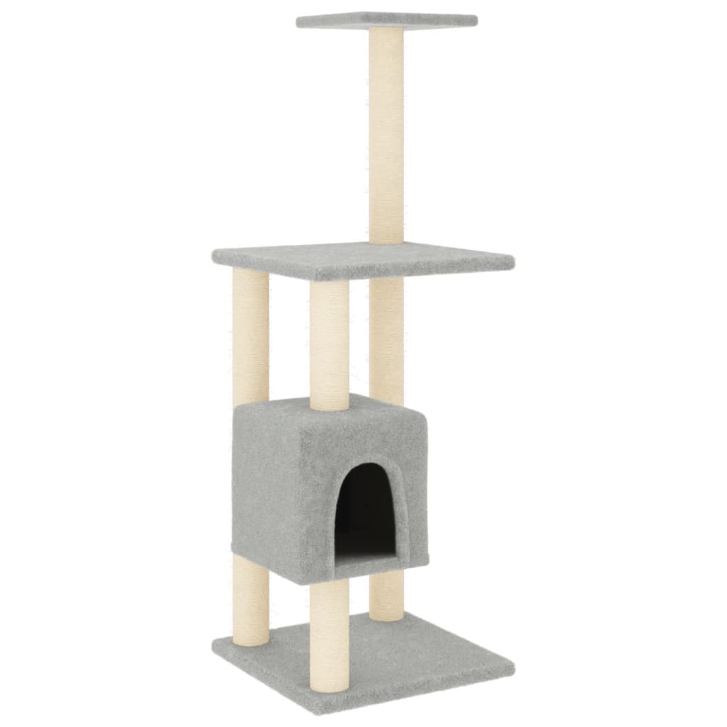 Cat Tree with Sisal Scratching Posts Light Grey 104 cm