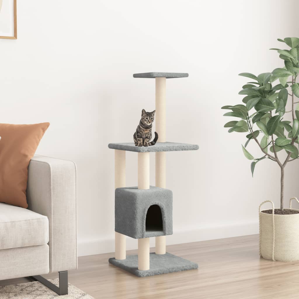 Cat Tree with Sisal Scratching Posts Light Grey 104 cm