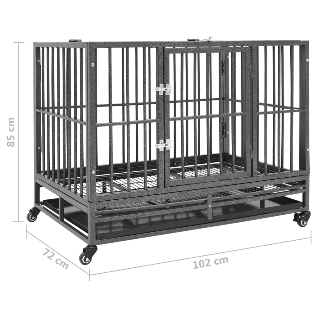 Dog Cage with Wheels Steel 102x72x85 cm