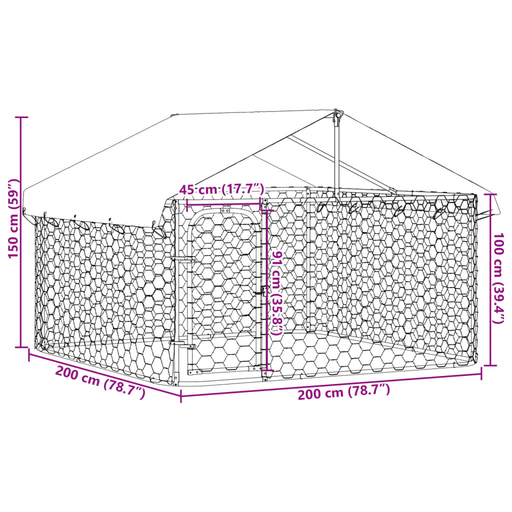 Outdoor Dog Kennel with Roof 200x200x150 cm