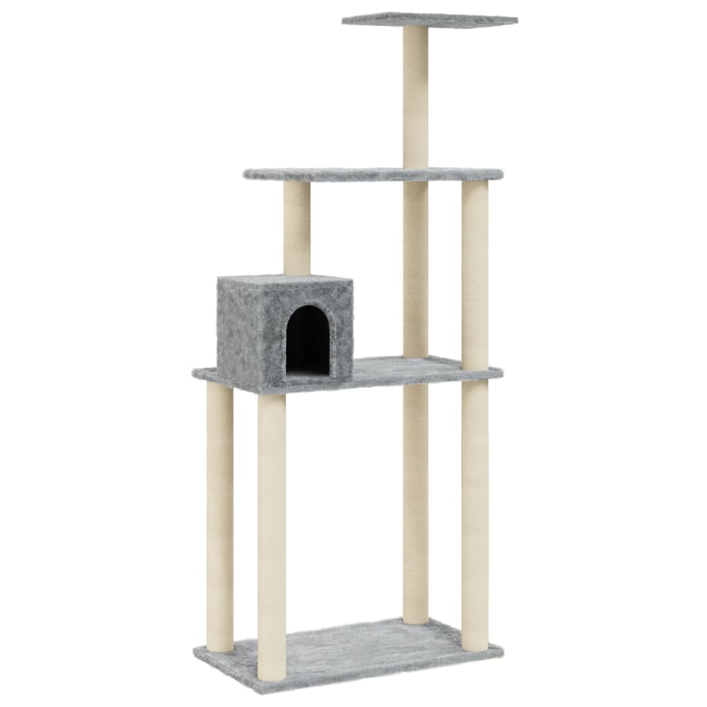 Cat Tree with Sisal Scratching Posts Light Grey 147 cm