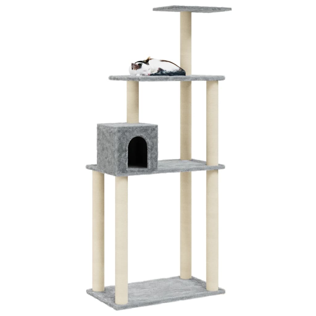 Cat Tree with Sisal Scratching Posts Light Grey 147 cm