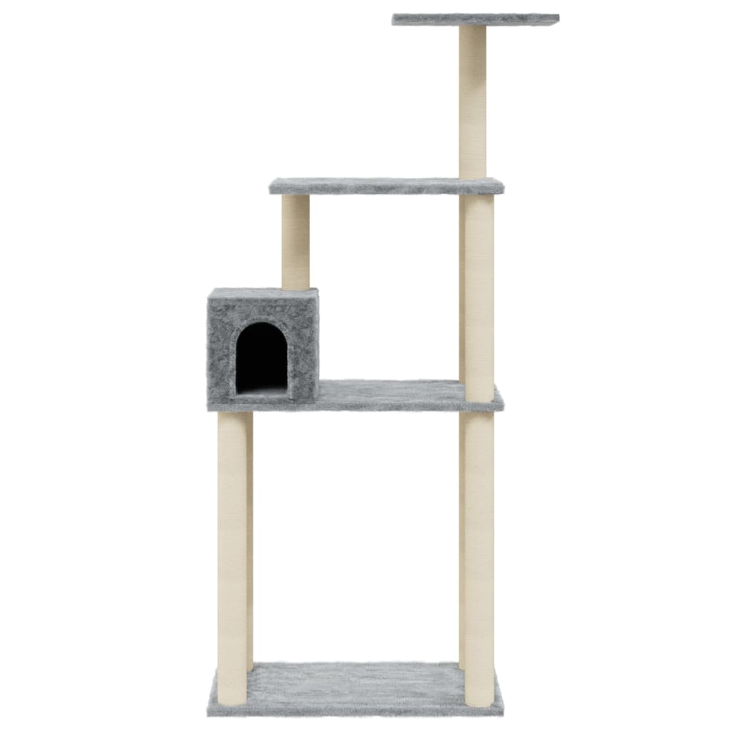 Cat Tree with Sisal Scratching Posts Light Grey 147 cm