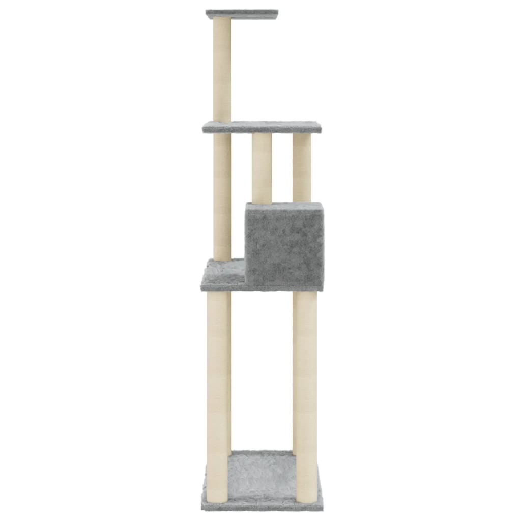 Cat Tree with Sisal Scratching Posts Light Grey 147 cm