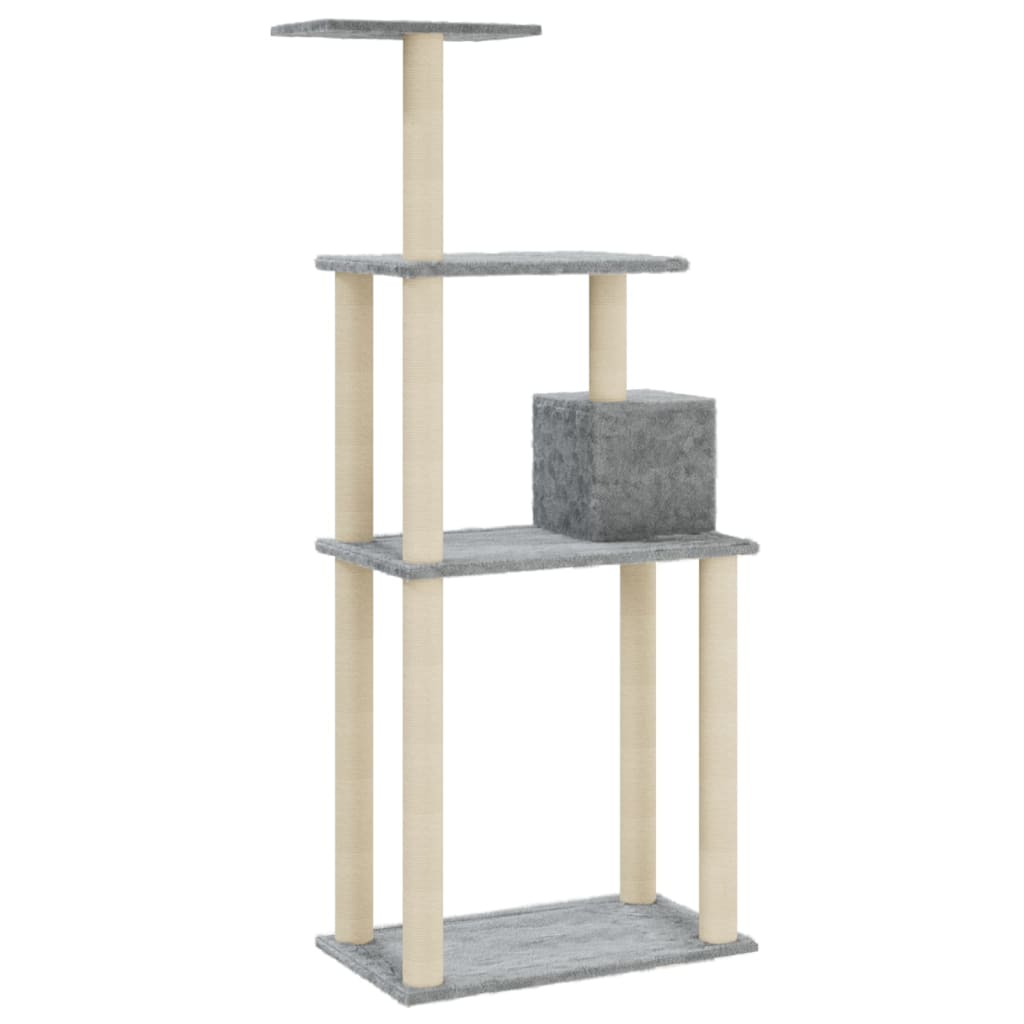 Cat Tree with Sisal Scratching Posts Light Grey 147 cm