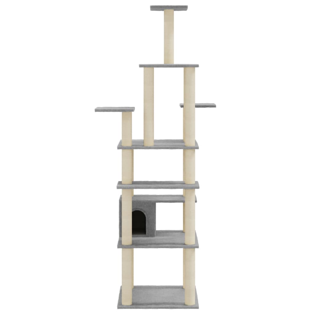 Cat Tree with Sisal Scratching Posts Light Grey 183 cm