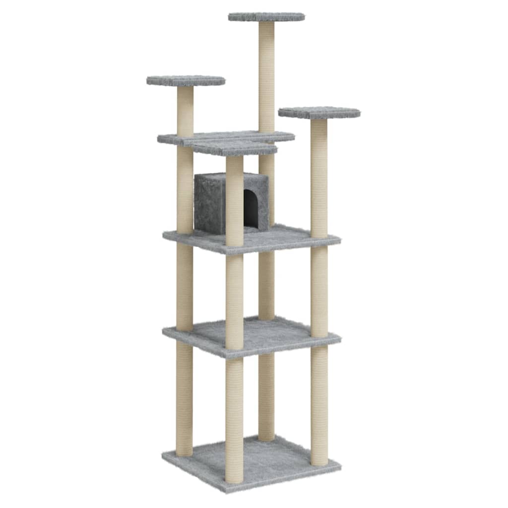 Cat Tree with Sisal Scratching Posts Light Grey 171 cm