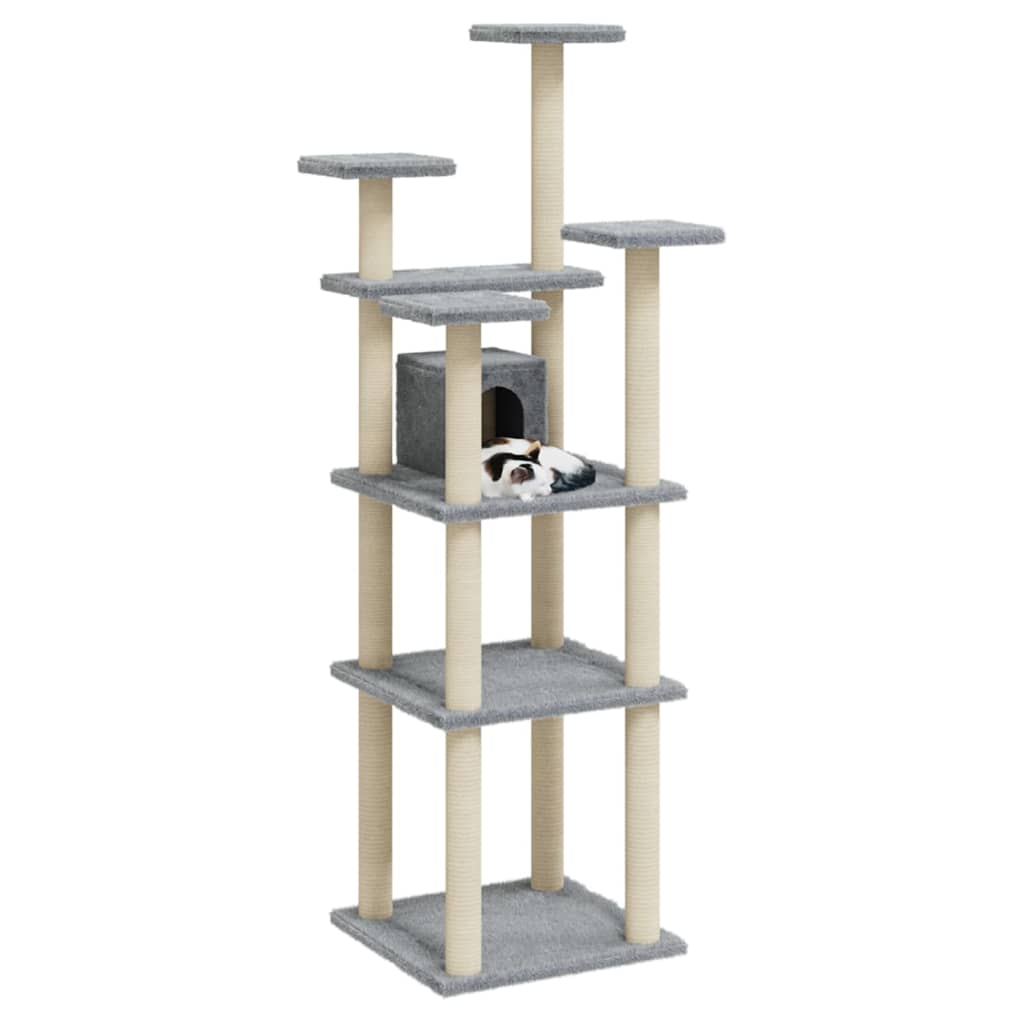 Cat Tree with Sisal Scratching Posts Light Grey 171 cm