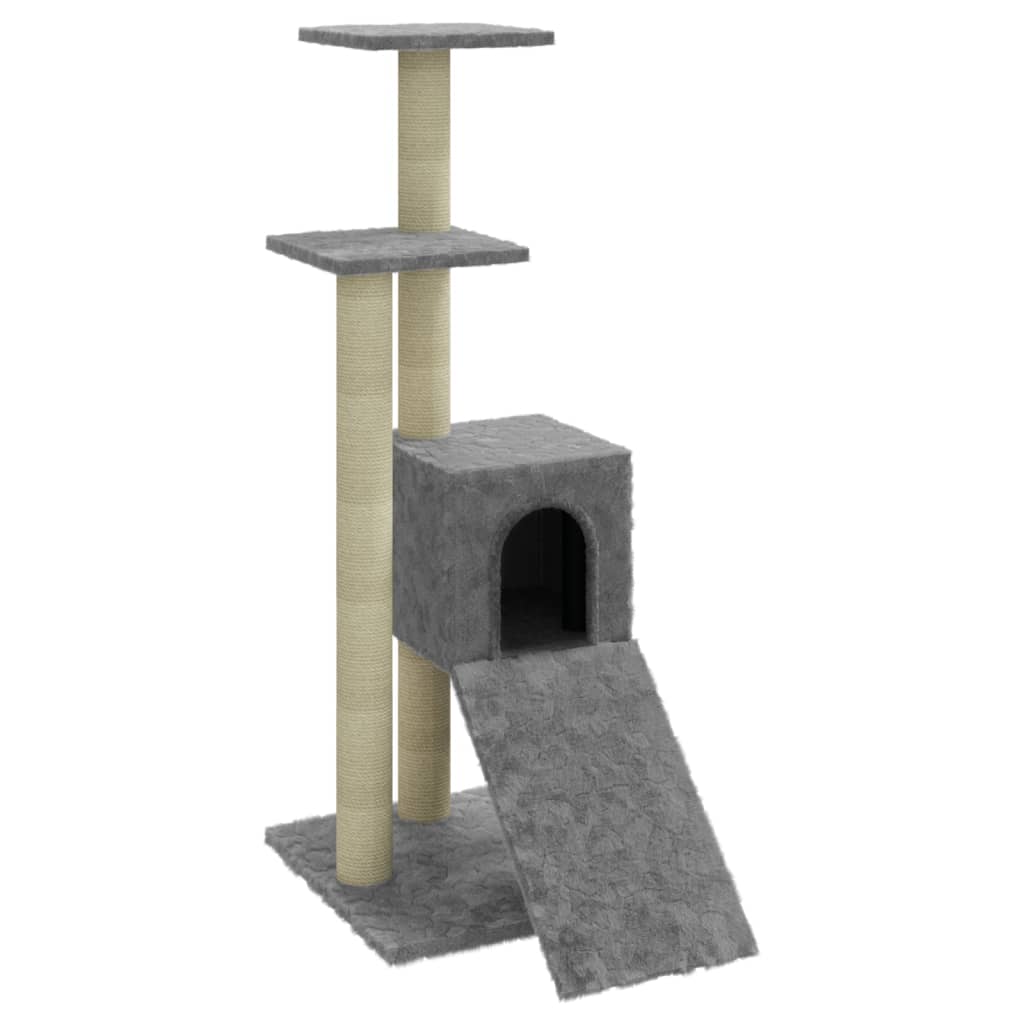 Cat Tree with Sisal Scratching Posts Light Grey 92 cm