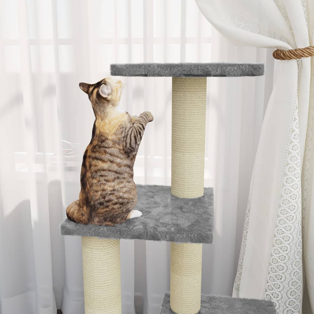 Cat Tree with Sisal Scratching Posts Light Grey 92 cm