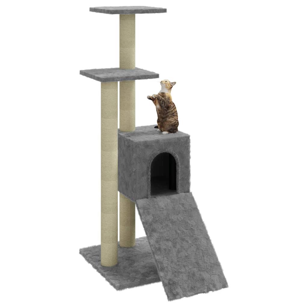 Cat Tree with Sisal Scratching Posts Light Grey 92 cm