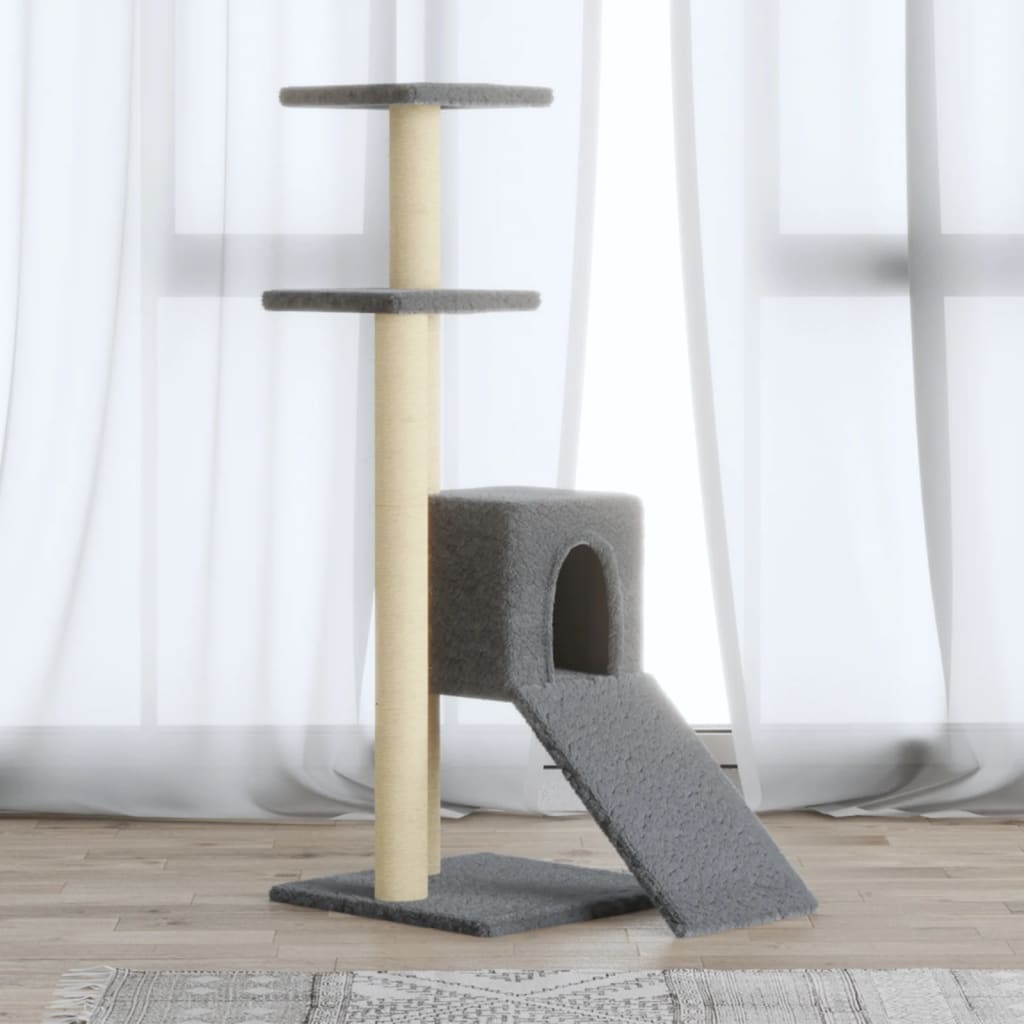 Cat Tree with Sisal Scratching Posts Light Grey 92 cm