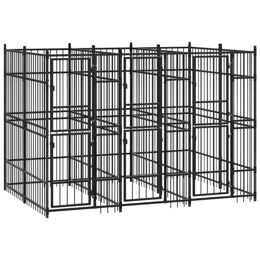 Outdoor Dog Kennel Steel 5.53 mÂ²